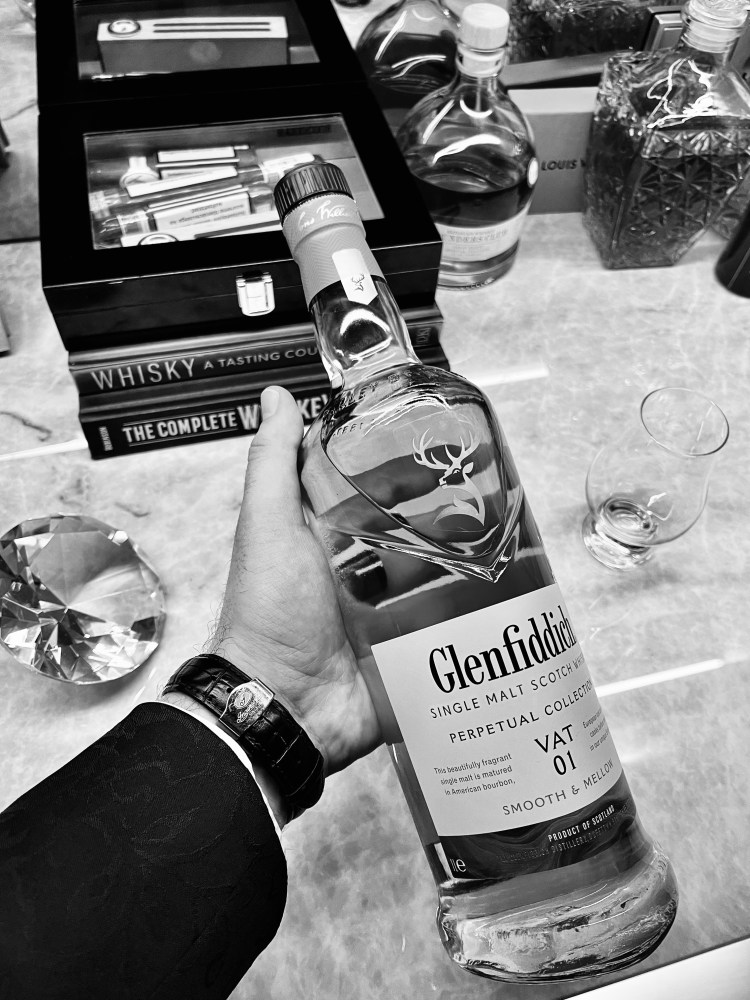 Holding a Glenfiddich Perpetual Collection VAT01